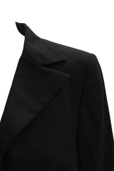 Akris Womens Three Button Notched Lapel Blazer Jacket Black Wool Size 12