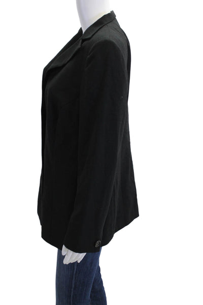 Akris Womens Three Button Notched Lapel Blazer Jacket Black Wool Size 12