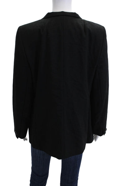 Akris Womens Three Button Notched Lapel Blazer Jacket Black Wool Size 12