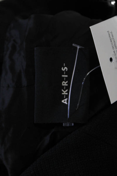 Akris Womens Three Button Notched Lapel Blazer Jacket Black Wool Size 12