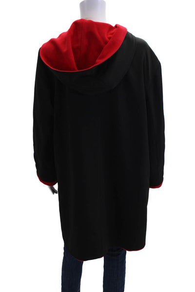 Dominic Bellissimo Womens Button Front Reversible Hooded Jacket Black Red Large