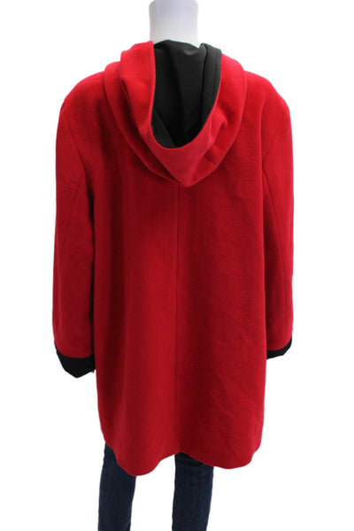 Dominic Bellissimo Womens Button Front Reversible Hooded Jacket Black Red Large