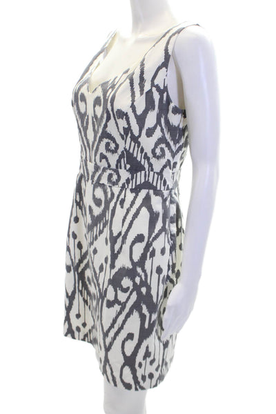 Beth Bowley Womens Cotton Abstract V-Neck Knee Length Tank Dress White Size 8