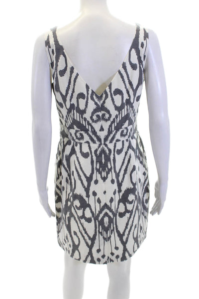 Beth Bowley Womens Cotton Abstract V-Neck Knee Length Tank Dress White Size 8
