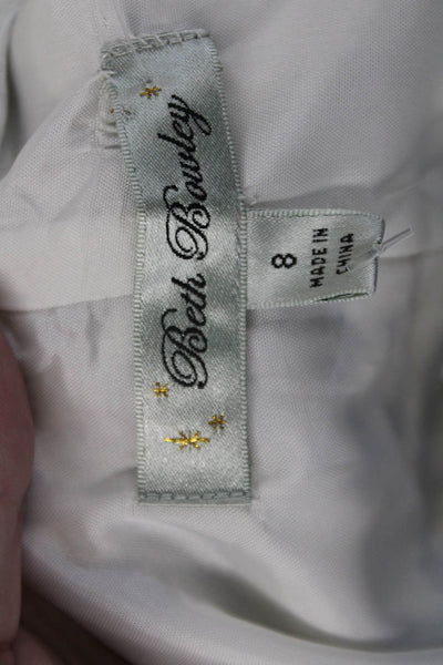 Beth Bowley Womens Cotton Abstract V-Neck Knee Length Tank Dress White Size 8