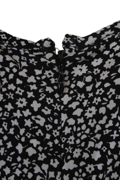 Michael Michael Kors Womens Floral Print Dress Black White Size Extra Small