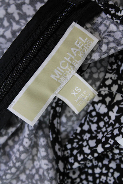 Michael Michael Kors Womens Floral Print Dress Black White Size Extra Small