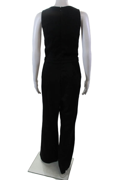 Ramy Brook Womens Sleeveless Caged V Neck Wide Leg Jumpsuit Black Size 2