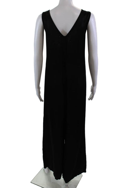 Briffa Womens Sleeveless High Rise Wide Leg V Neck Jumpsuit Black Size Small