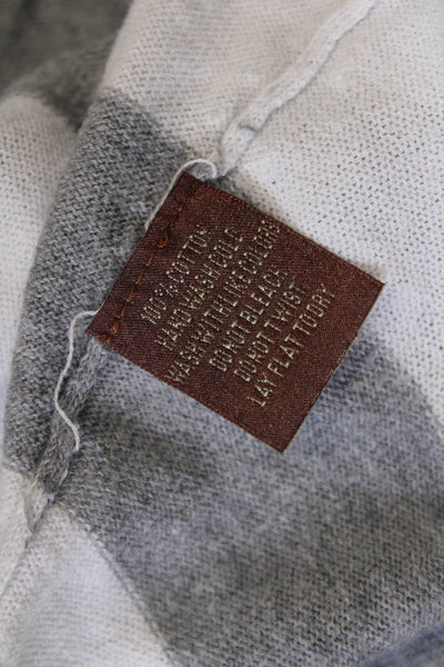 525 America Womens Open Front Striped Knit Cardigan Sweater White Gray Medium