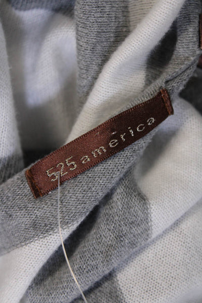 525 America Womens Open Front Striped Knit Cardigan Sweater White Gray Medium