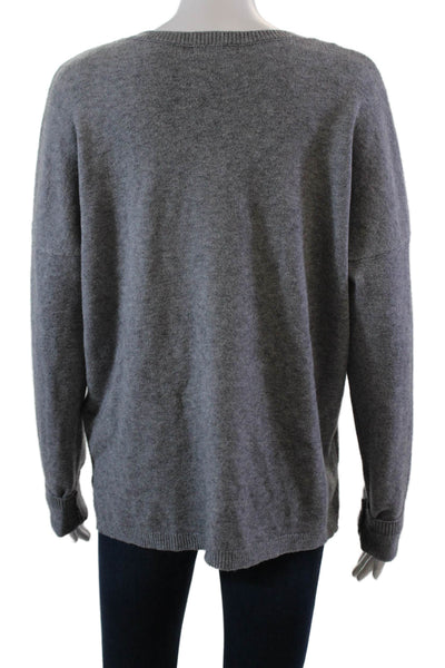 Charlie Womens Long Sleeve V Neck Heart Sweatshirt Gray Pink Size Large