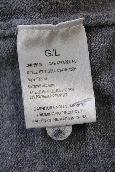 Charlie Womens Long Sleeve V Neck Heart Sweatshirt Gray Pink Size Large