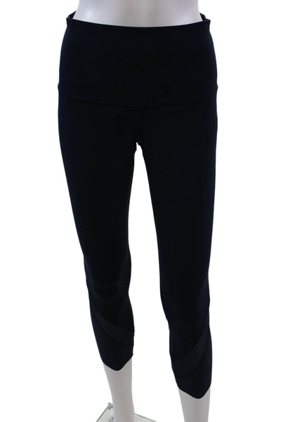 Lululemon Womens High Waisted Scalloped Cuff Capri Leggings Dark Blue Size S