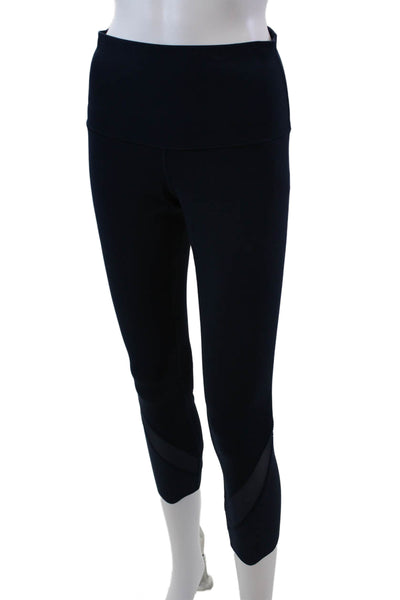 Lululemon Womens High Waisted Scalloped Cuff Capri Leggings Dark Blue Size S