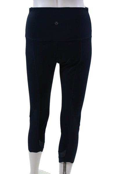 Lululemon Womens High Waisted Scalloped Cuff Capri Leggings Dark Blue Size S