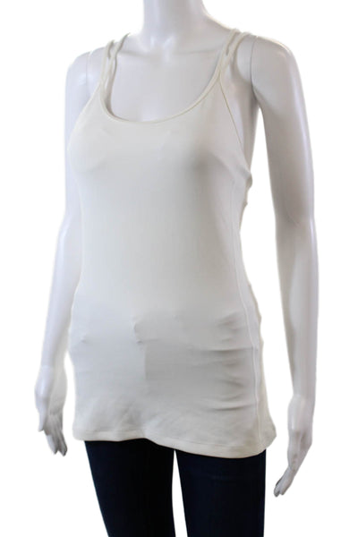 Lululemon Womens Woven Back Detail Built In Bra Athletic Top White Size S
