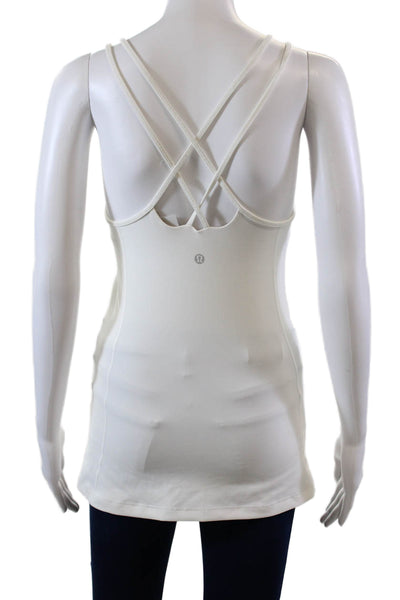 Lululemon Womens Woven Back Detail Built In Bra Athletic Top White Size S