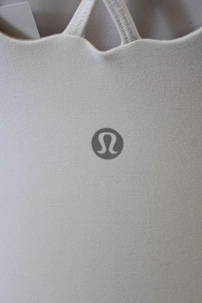 Lululemon Womens Woven Back Detail Built In Bra Athletic Top White Size S