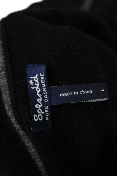 Splendid Womens Cashmere Long Sleeves V Neck Wrap Sweater Black Size Large