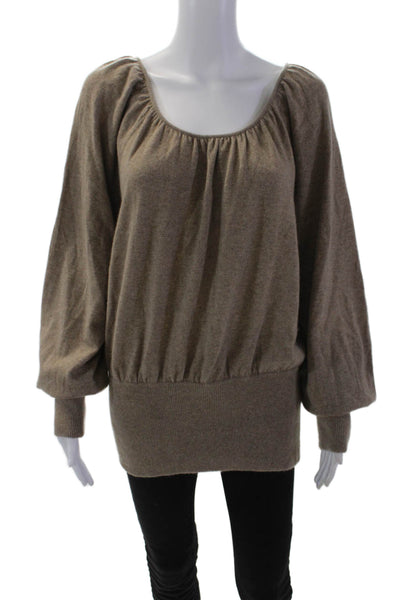 Michael Kors Womens Long Balloon Sleeves Pullover Sweater Beige Size Medium