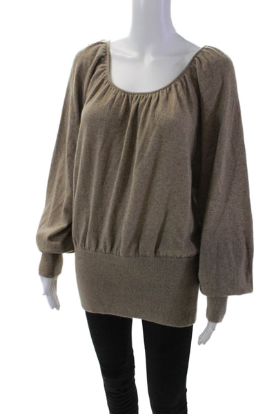 Michael Kors Womens Long Balloon Sleeves Pullover Sweater Beige Size Medium