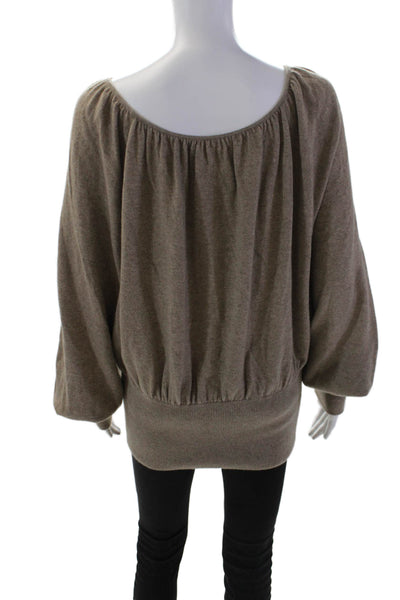 Michael Kors Womens Long Balloon Sleeves Pullover Sweater Beige Size Medium
