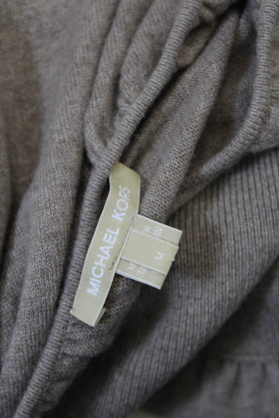 Michael Kors Womens Long Balloon Sleeves Pullover Sweater Beige Size Medium