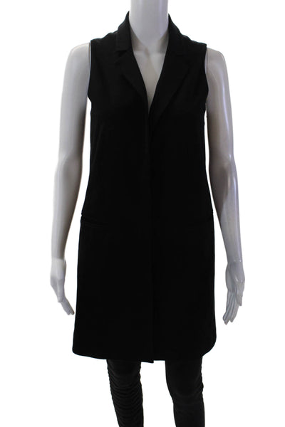 Pinko Womens Textured Sleeveless Lined Open Front Vest Blouse Black Size 06