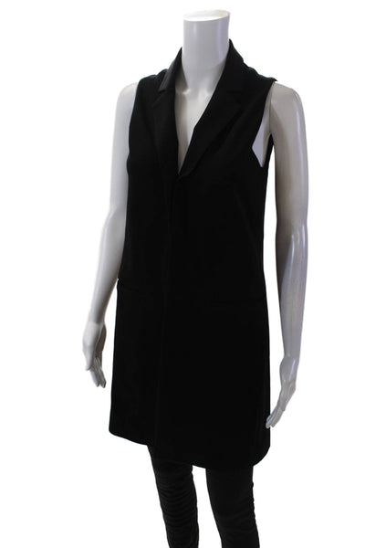 Pinko Womens Textured Sleeveless Lined Open Front Vest Blouse Black Size 06