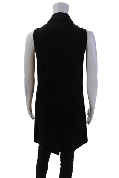 Pinko Womens Textured Sleeveless Lined Open Front Vest Blouse Black Size 06