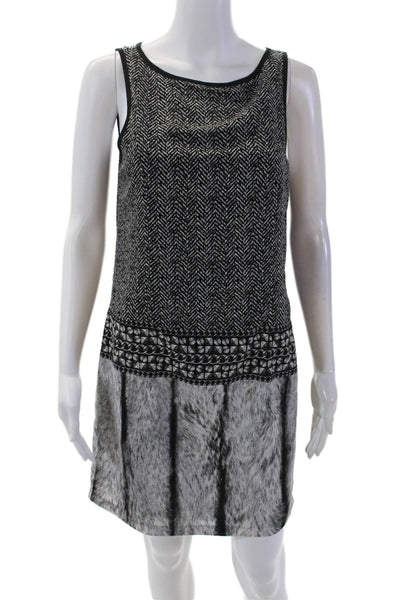 Michael Michael Kors Womens Sleeveless Chain Print Trapeze Dress Black Size S