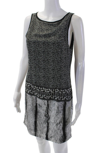Michael Michael Kors Womens Sleeveless Chain Print Trapeze Dress Black Size S