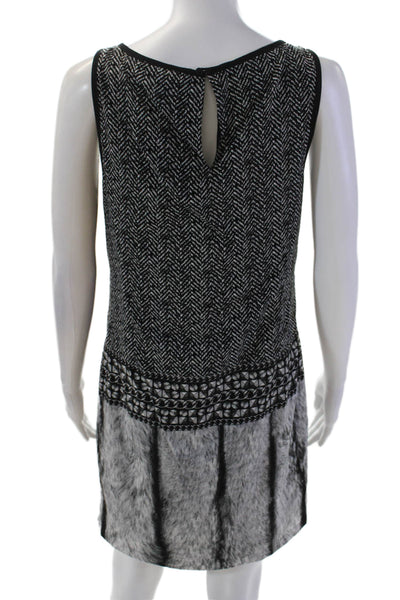 Michael Michael Kors Womens Sleeveless Chain Print Trapeze Dress Black Size S
