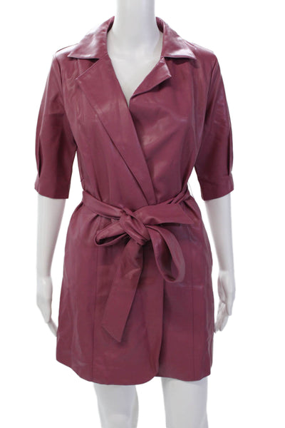 Fate. Womens Textured Long Sleeve Collar Belted Lined Jacket Mauve Size S
