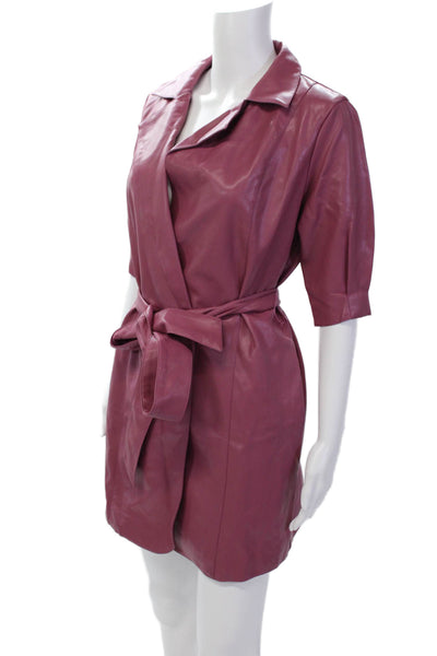Fate. Womens Textured Long Sleeve Collar Belted Lined Jacket Mauve Size S