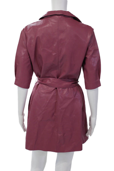 Fate. Womens Textured Long Sleeve Collar Belted Lined Jacket Mauve Size S