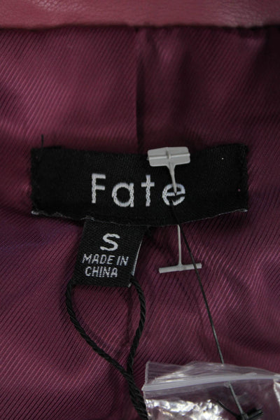 Fate. Womens Textured Long Sleeve Collar Belted Lined Jacket Mauve Size S