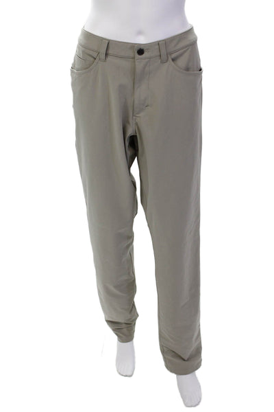 Lululemon Mens Cotton Zip Button Straight Leg Casual Pants Beige Size EUR 33