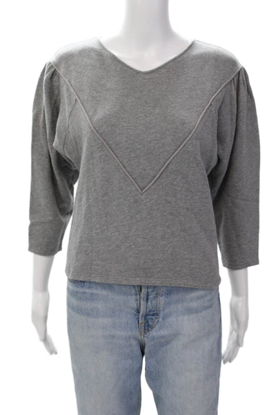 Joie Womens Cotton Short Puff Sleeve T Shirt Heather Gray Size XS