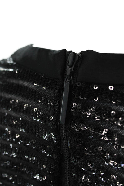 Nanette Lepore Womens Short Sleeve Sequin Mini Shift Dress Black Size 0
