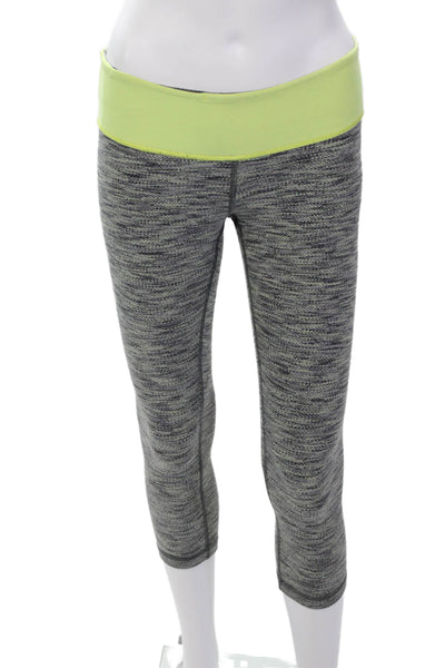 Lululemon Womens Contrast Trim Cropped Leggings Gray Green Size 4