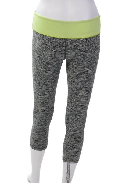 Lululemon Womens Contrast Trim Cropped Leggings Gray Green Size 4