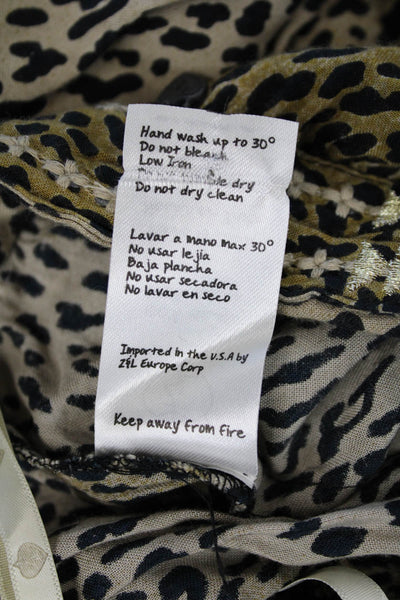 Z & L Womens Animal Print Stretch Drawstring Casual Midi Skirt Brown Size S