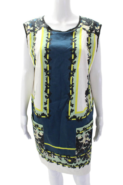 Erdem Womens Textured Scoop Neck Sleeveless Printed Dress White Size 12