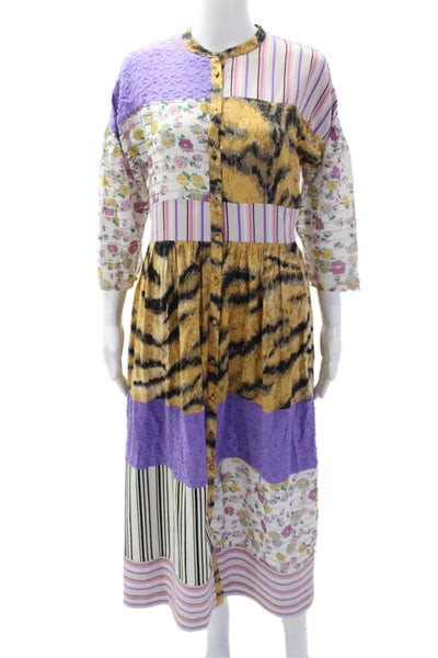 Hofmann Copenhagen Womens Long Sleeve Button Up Pattern Dress Multicolor Size M