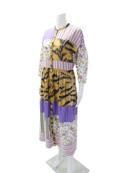Hofmann Copenhagen Womens Long Sleeve Button Up Pattern Dress Multicolor Size M