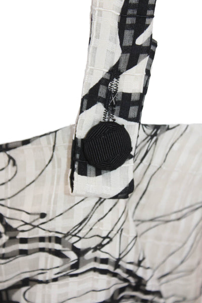 Lela Rose Womens Textured Scoop Neck Zip Abstract Dress White Size M
