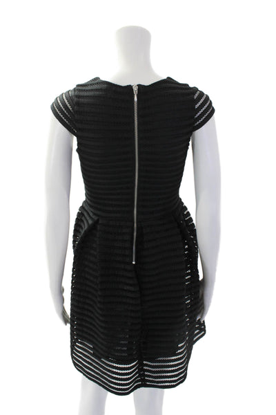 IKKS Childrens Girls Short Sleeves Pleated Front A Line Dress Black Size 12