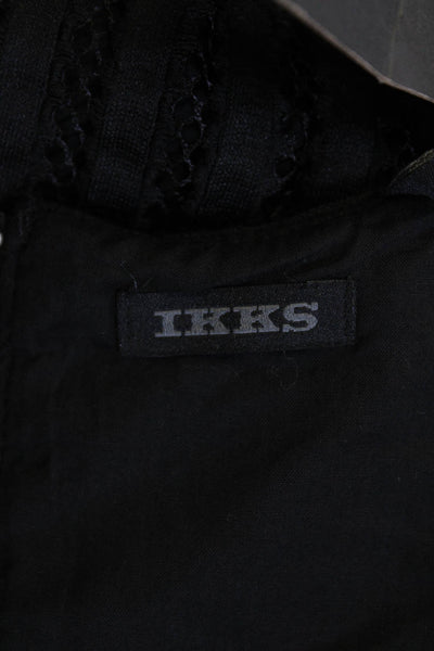 IKKS Childrens Girls Short Sleeves Pleated Front A Line Dress Black Size 12